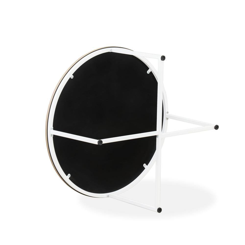 Left. East West Furniture - Madison Round Coffee Table for Living Room, Mid Century Modern Coffee Table in Powder Coating White Color - White.