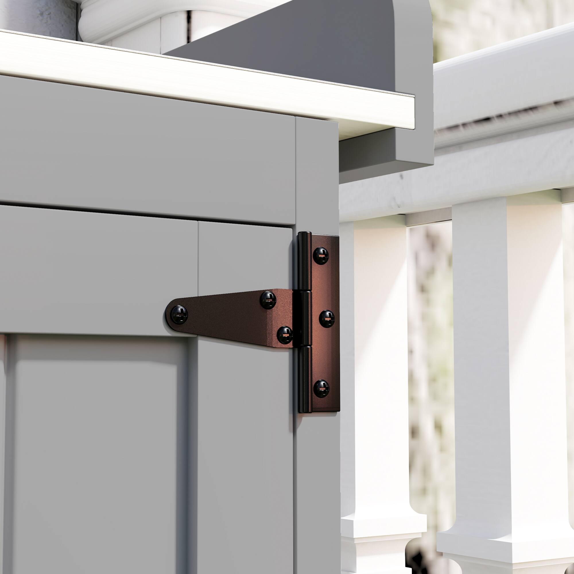 Alt View 5. Outsunny - Outsunny Outdoor Storage Cabinet, Garden Tool Shed with Metal Tabletop and Shelf - Gray.