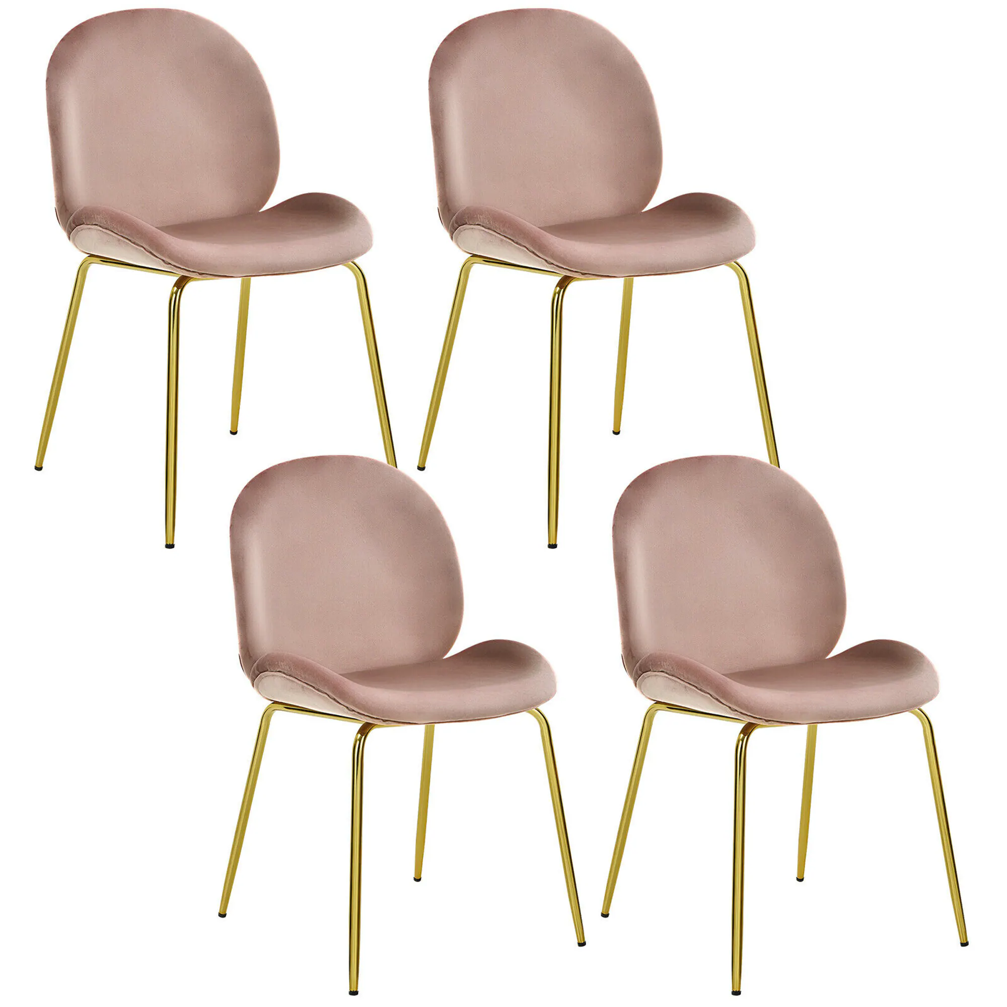 Front. Gymax - Gymax 4PCS Velvet Dining Chair Accent Leisure Chair Armless Side Chair Pink - Pink.