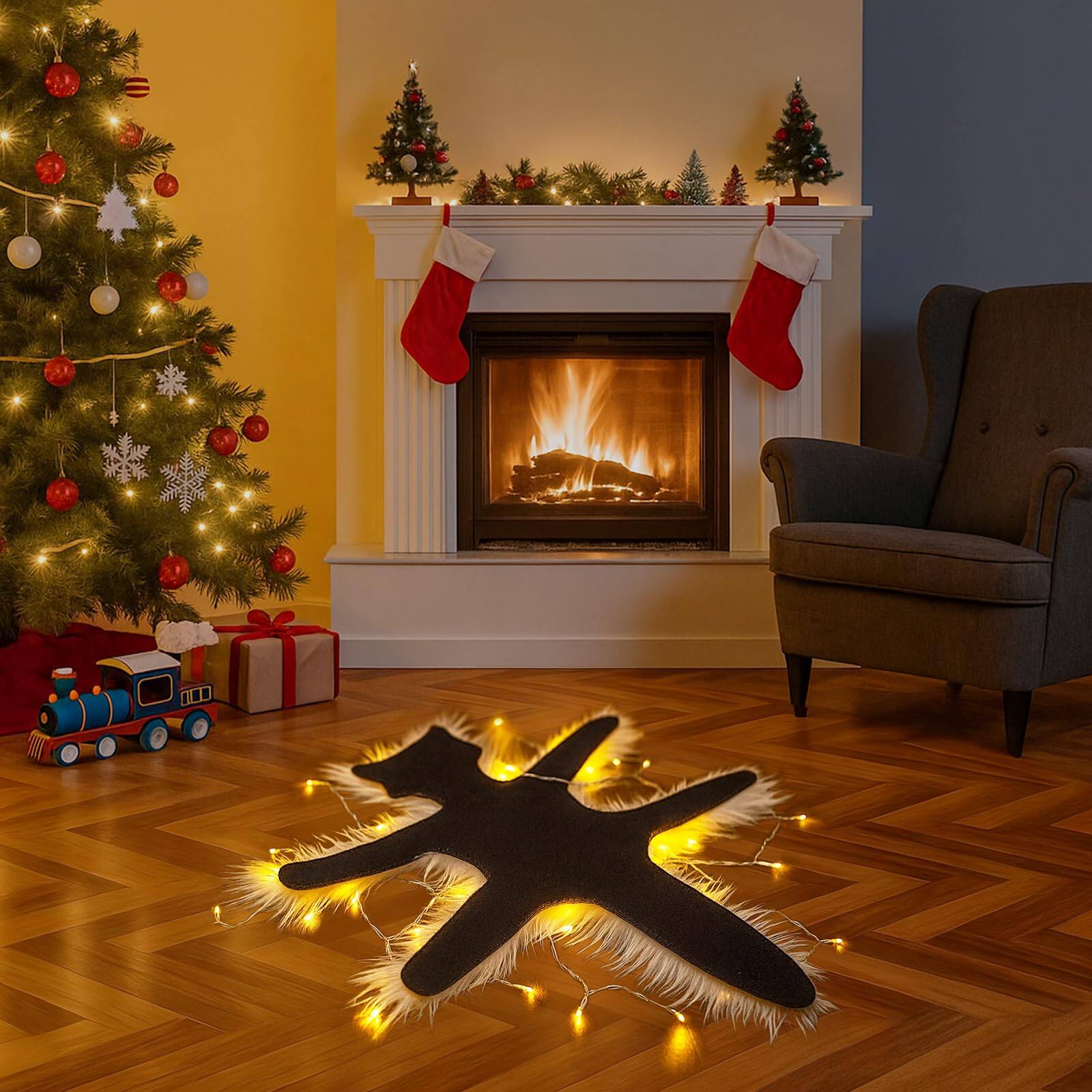 Back. Fabibe - Light Up Fried Cat Rug Christmas Vacation Decorations Funny Decoration With Led Always On Or this... - Warm Lights-usb.
