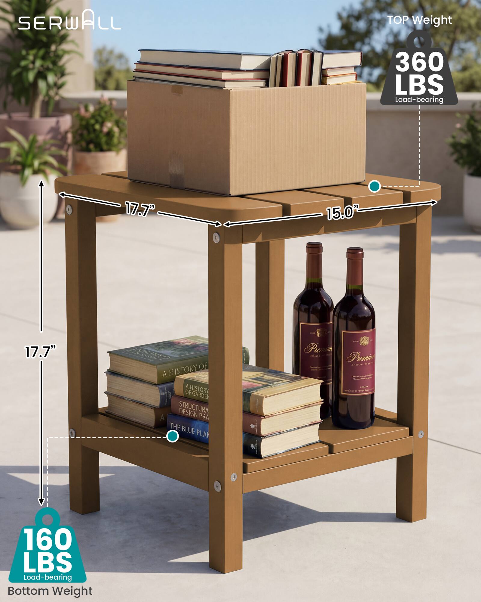 SERWALL HIPS Double Layer Outdoor Side Table Set of 2, All Weather ...