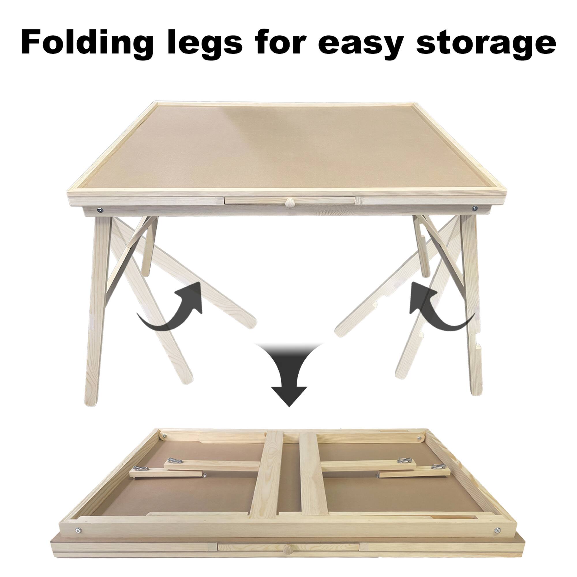 Folding legs for easy storage