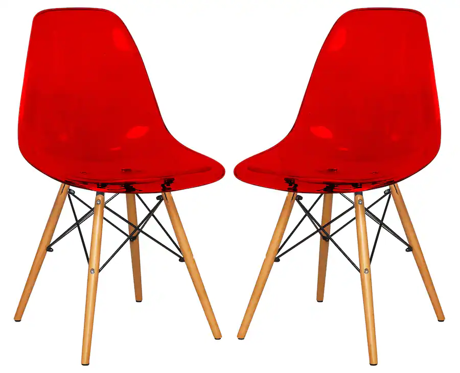 Transparent File Set LeisureMod Dover 2 Piece Modern Molded Plastic Dining Chair Set, Eiffel ...