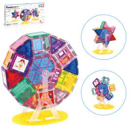 PicassoTiles - PICASSO-TILES 63 PC Ferris Wheel Set, Magnetic Tiles, Building Blocks, STEM Toys for Kids 3+