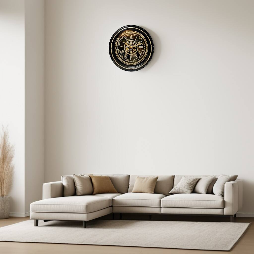 Angle. FC Design - 23"H Metallic Ornate Vintage Roman Numeral Round Wall Clock - Multicolor.