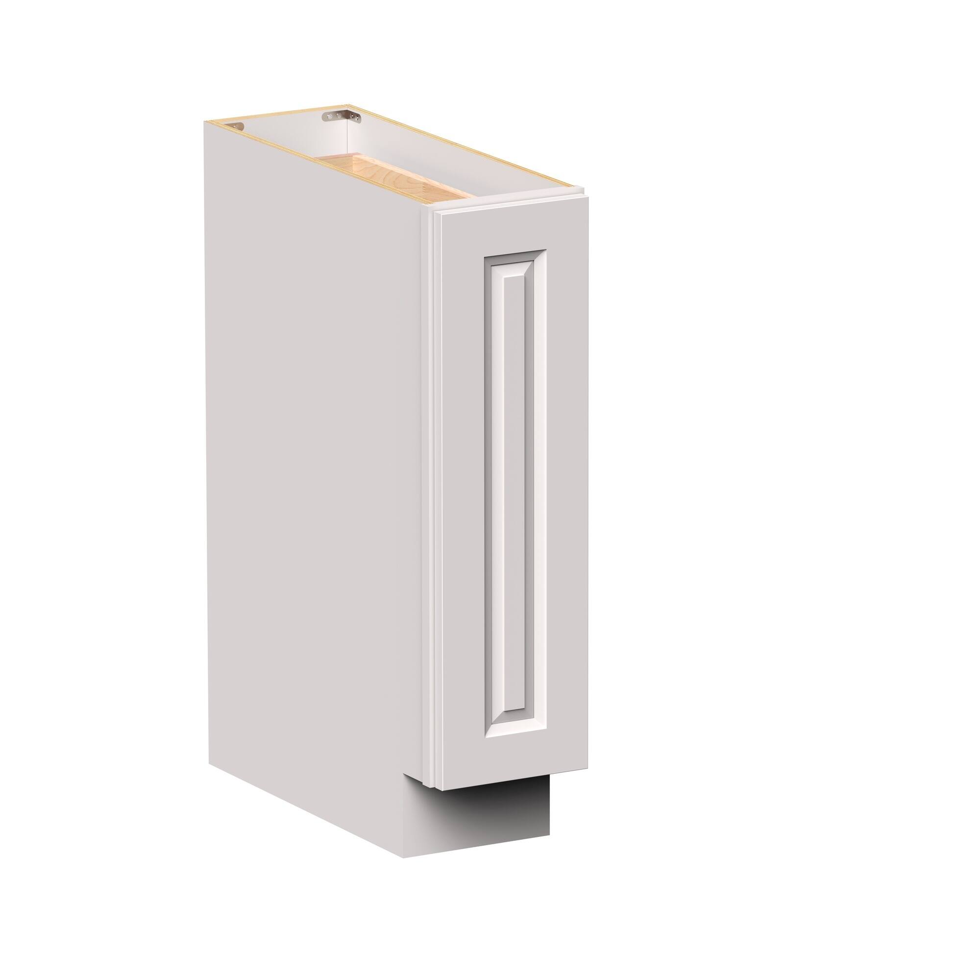 Angle. Boyel Living - 9-in W x 34.5-in H x 24-in D Shaker Pull-Out Spice Rack Kitchen Base Cabinet - Glacier White.