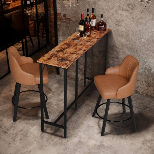 Alt View 4. Winado - 43"-71" Wooden Top Bar Long Counter Height Pub Table with Robust Metal Frame and Easy-Clean Surface Scratch for Bar - Brown-55"x39"x15".
