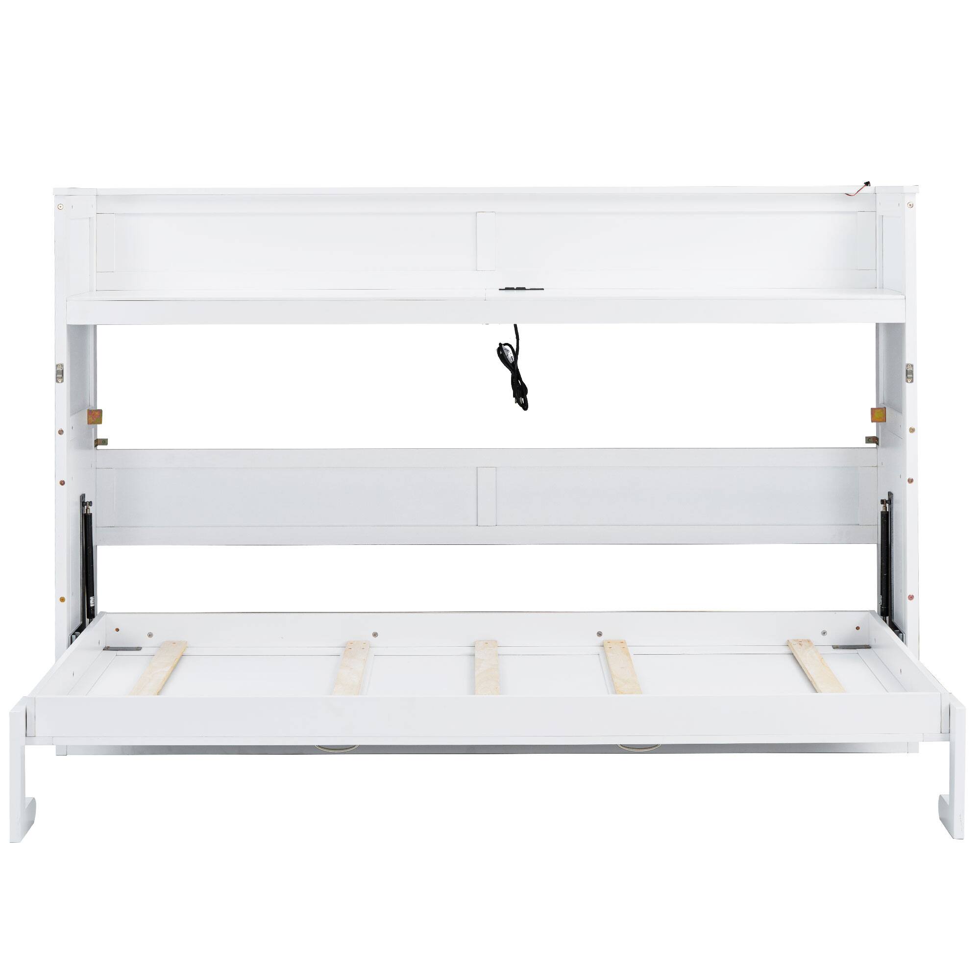 Alt View 2. Whisen - Twin XL Murphy Bed with Desk, LED Light, USB Charging Station, Space-Saving Wall Bed for Guest Room - White.