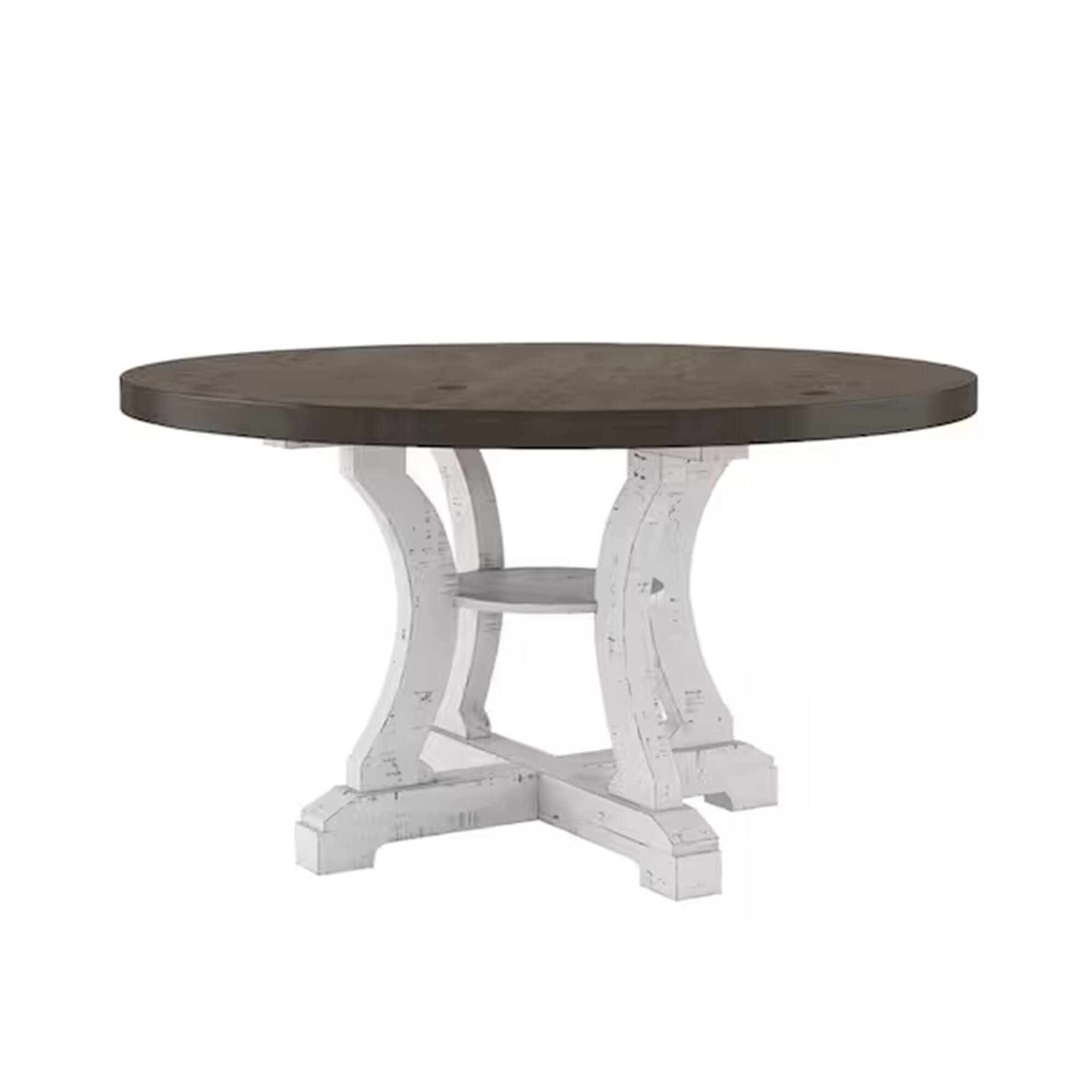 Alt View 2. Manhattan Lane - Eya 5pc Dining Table and Chair Set, Distressed White Wood, Gray Fabric - White, Gray.