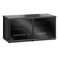 Salamander Designs - Synergy 221 Twin AV Cabinet (Black Oak with Black Glass & Black Posts) - Black Oak/Black - Front_Zoom