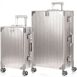 Champs - Elite Aluminum 2-Piece Luggage Set - Silver