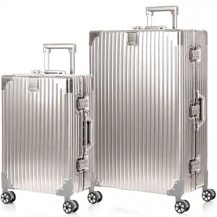 Front. Champs - Elite Aluminum 2-Piece Luggage Set - Silver.