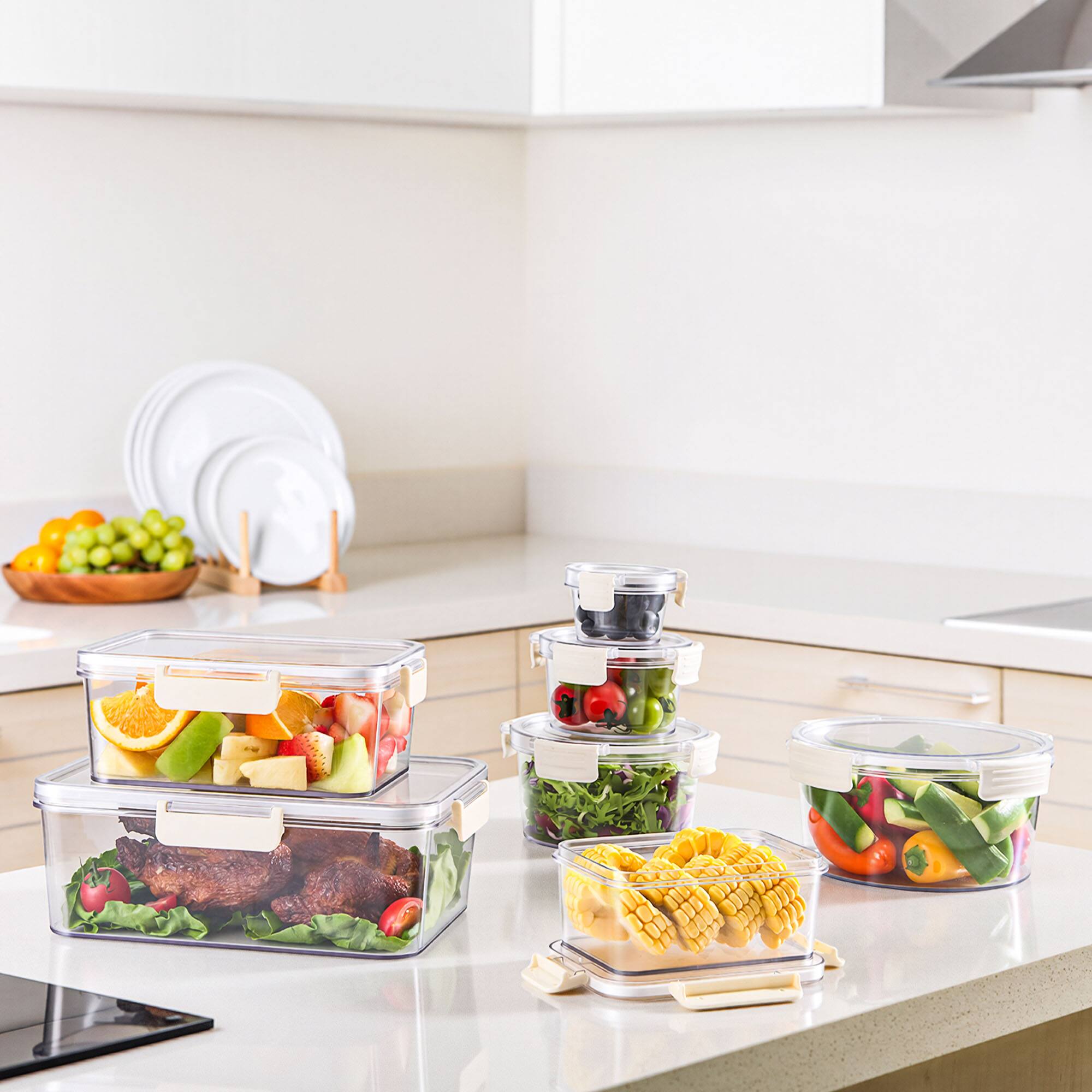 Alt View 1. Sorbus - Sorbus 4 Pack Nesting Round Plastic Food Storage Containers Stackable Meal Prep Bowls - Clear.