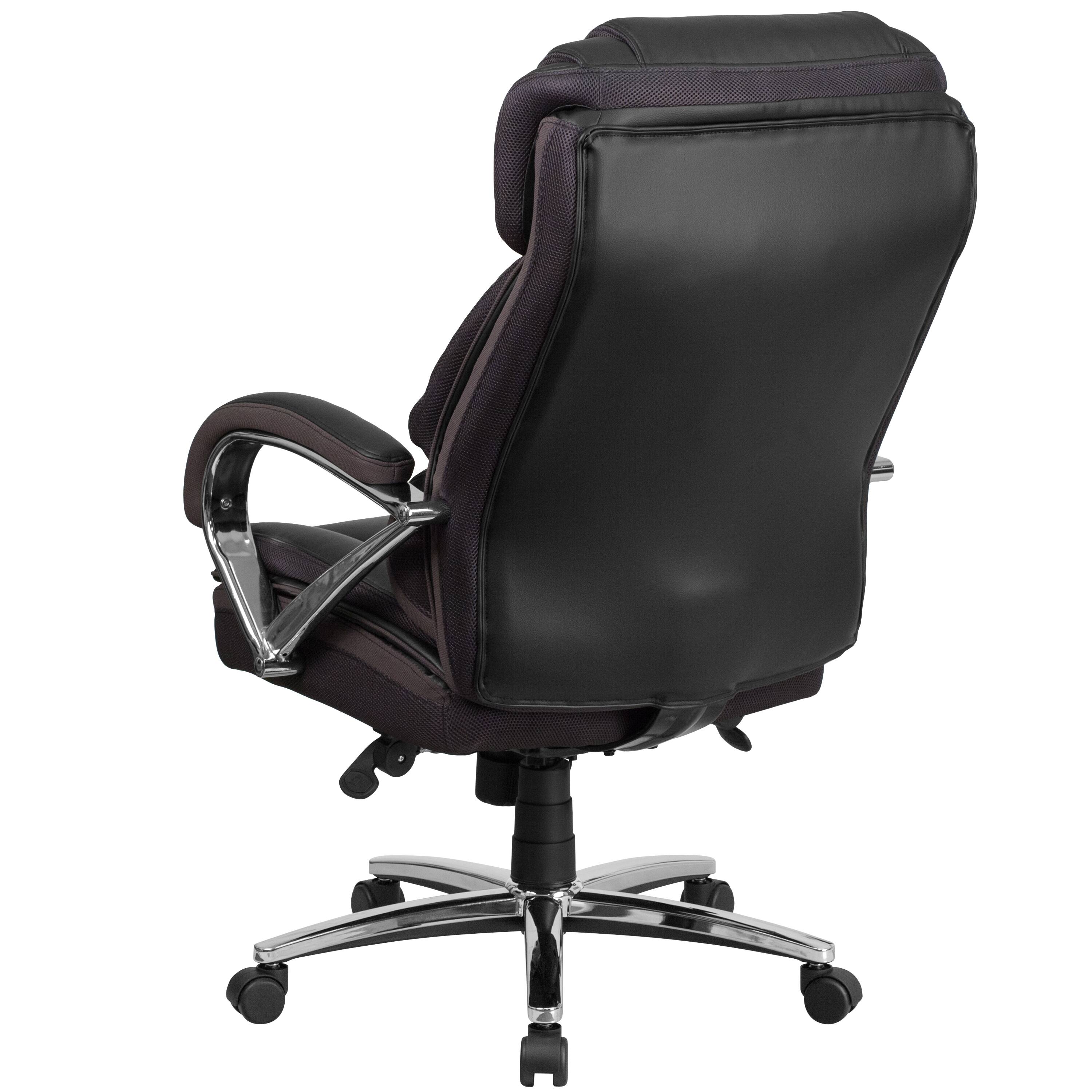 Alt View 2. Emma + Oliver - Big & Tall 500 lb. Rated Leather Executive Swivel Ergonomic Office Chair with Chrome Base and Arms - Black.