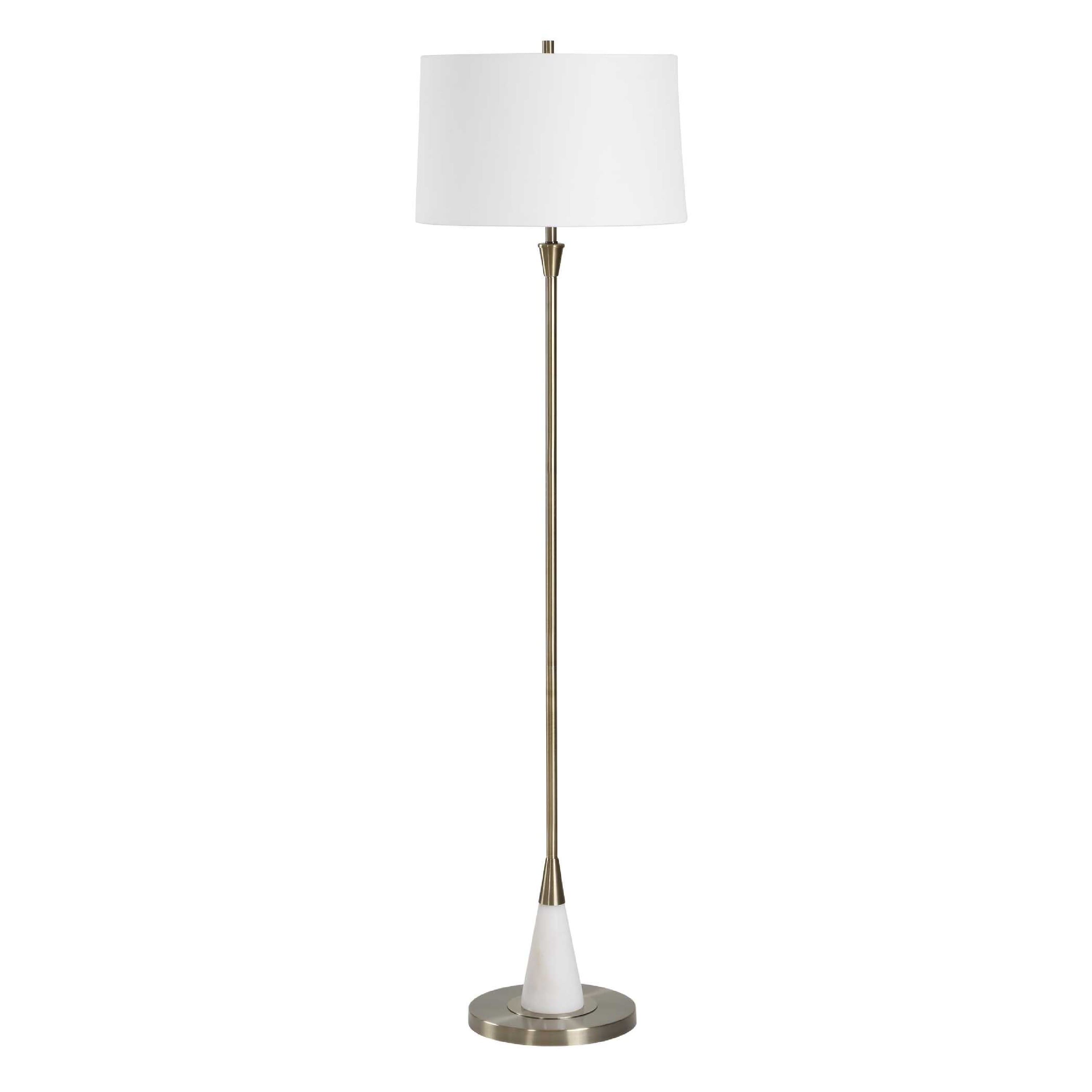 Manhattan Lane - Floor Lamp, Linen Shade, Marble Base, 63 Inch