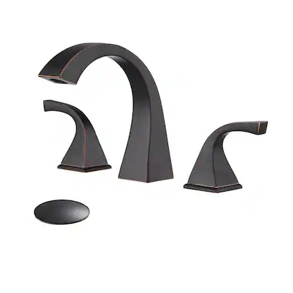 Front. Boyel Living - 8 Inch Widespread Three Hole 2 Handle Bathroom Faucet with Pop Up Drain in Oil Rubbed Bronze - Oil Rubbed Bronze.