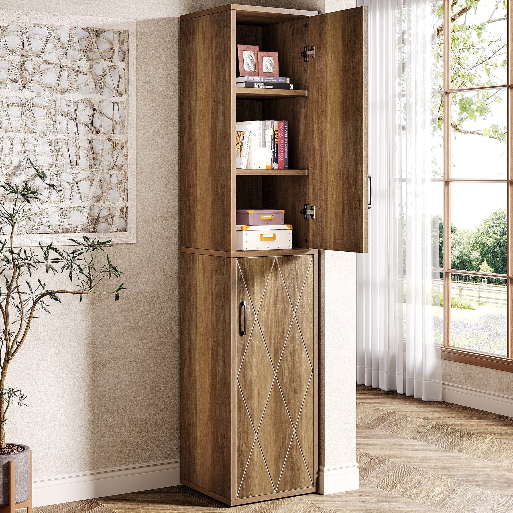 Tribesigns - Office Storage Cabinet, For Everyday Organization in Workspaces and Office Reception Areas - Brown