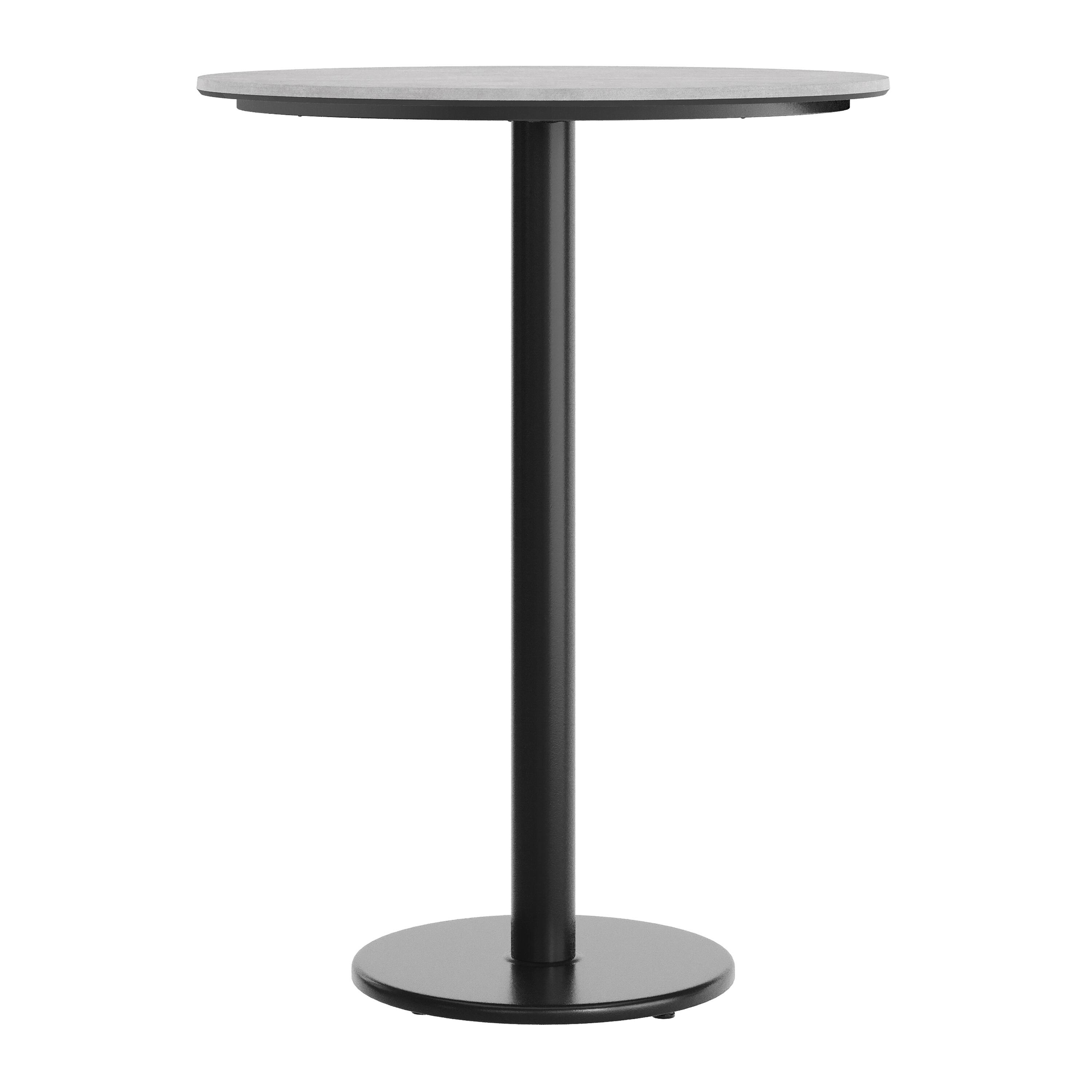 Alt View 7. Emma + Oliver - PureShield Tabletop with Seam-Free Surface Innovation and Bar Height Base - Gray Faux Concrete/Black Base.