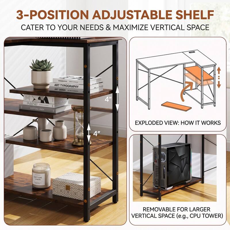 3-POSITION ADJUSTABLE SHELF  
CATER TO YOUR NEEDS & MAXIMIZE VERTICAL SPACE  

ART TYPOGRAPHY  
ART DESIGN  

INBENRI  
COTTON LINEN  

4" EXPLODED VIEW: HOW IT WORKS  

4" COTTON LINEN REMOVABLE FOR LARGER VERTICAL SPACE (e.g., CPU TOWER)