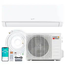 Costway - 12000 BTU 20 SEER2 115V Wifi Enabled Mini Split Air Conditioner & Heater with Installation Kit - White