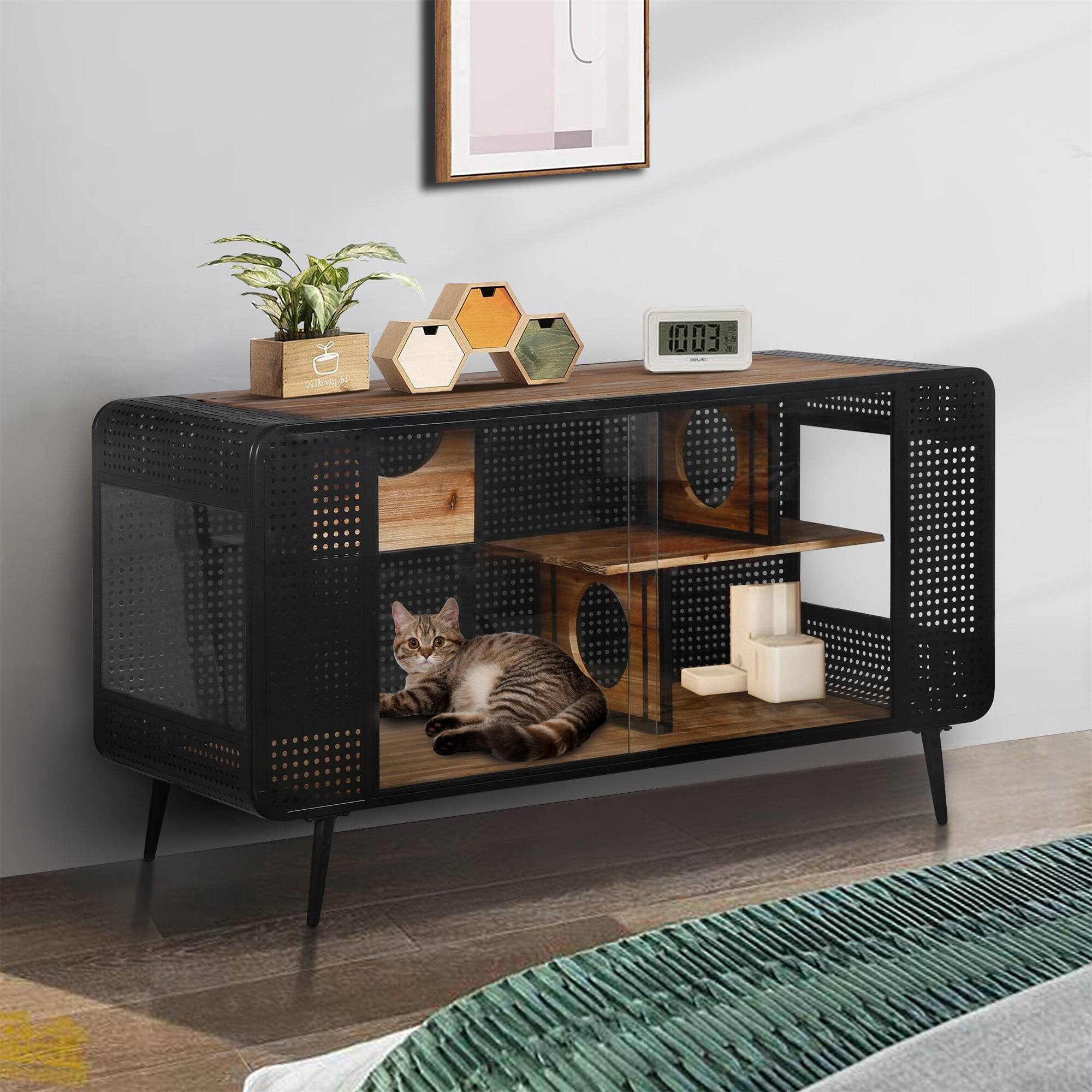 Alt View 10. Pefilos - 55" Cat House for Indoor Cats with Tempered Glass, Transparent Cat Playpen Cat Condo for Large Cats.