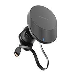 Angle. ReelCharge - ReelCharge Wireless Fast Charging Mount 15W, Qi Phone Holder for Car Vent Black.