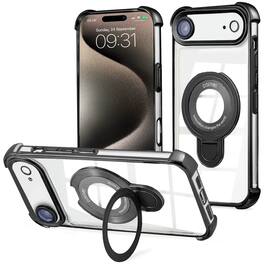 Entronix - Magnetic Case for iPhone 17 Air - Clear Back with Luxury Glossy Finish - Black