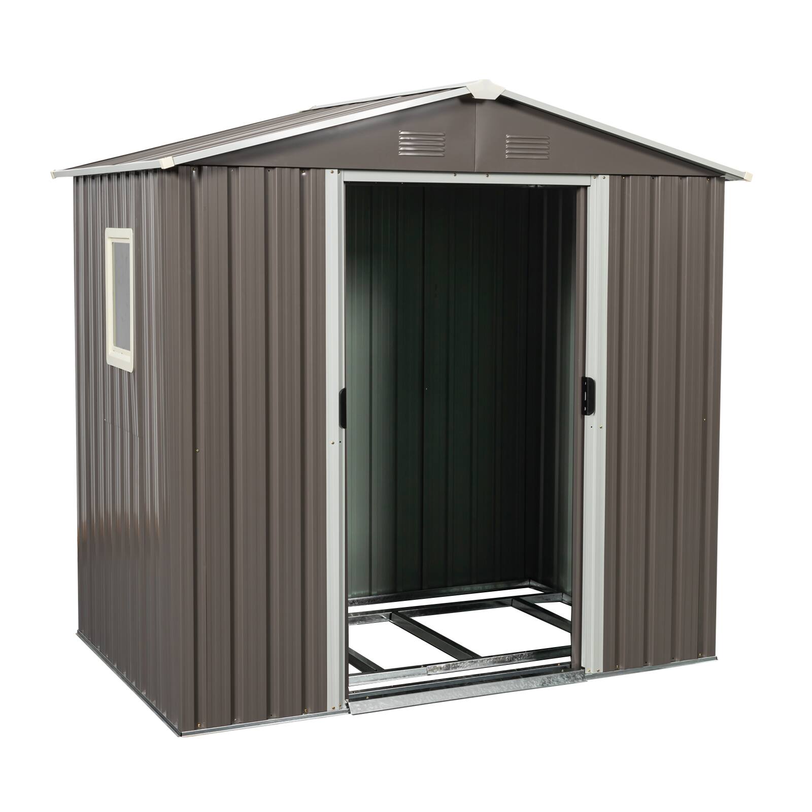 Alt View 2. Loheer - Loheer 6x5 Outdoor Metal Storage Shed Gray Heavy Duty Garden Tool Shed with Window for Backyard Lawn Mower Storage.