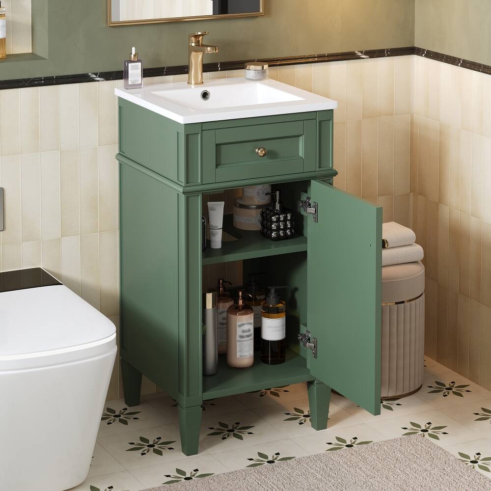 Angle. Loheer - Loheer 16 inch bathroom vanity with sink French style freestanding single vanity set green - Green.