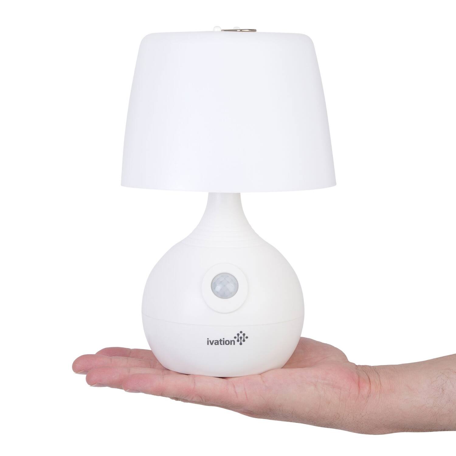 Alt View 3. Ivation - 12-LED Table Lamp, Battery Operated Motion Sensing Table Lamp with Dual Color Range - White.