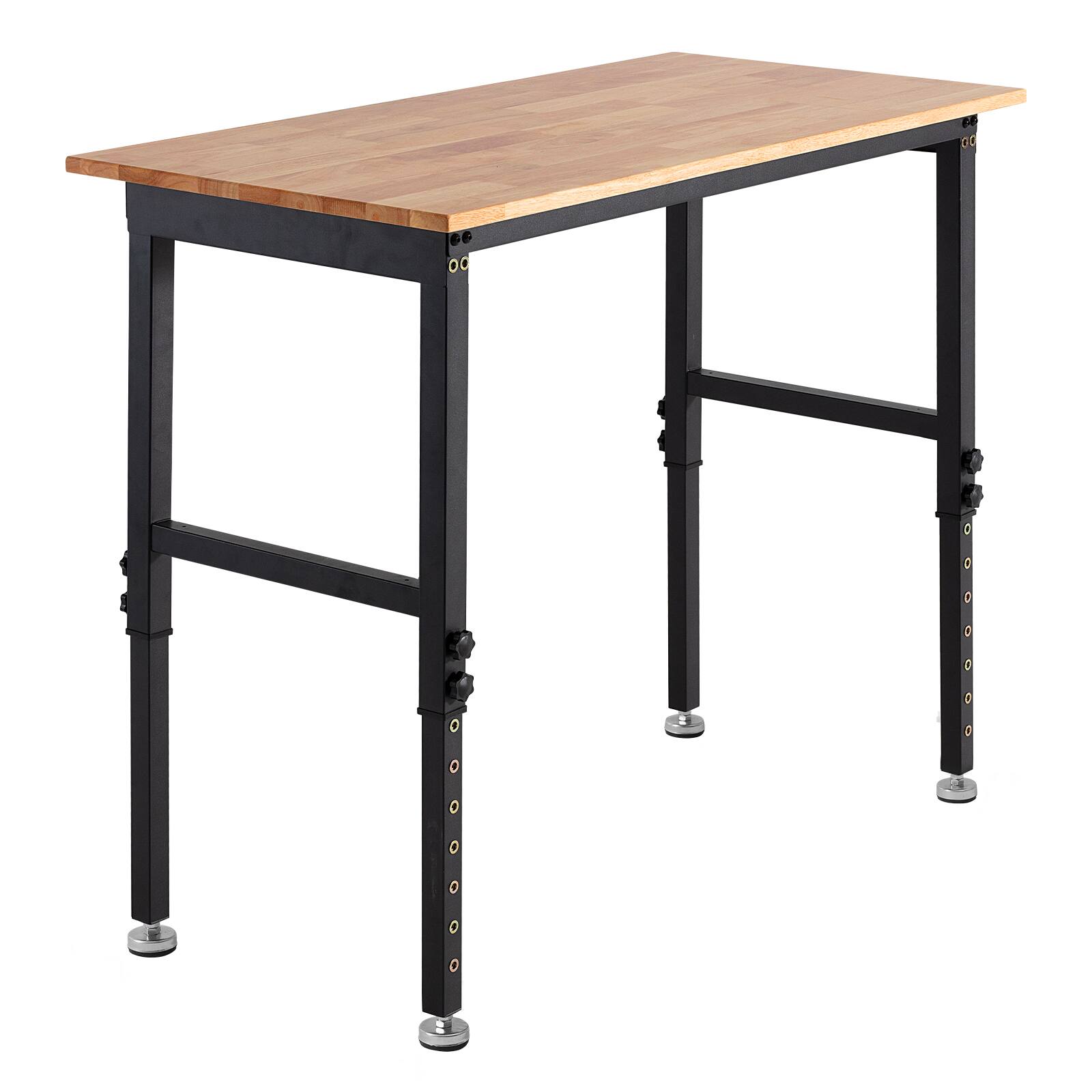 Alt View 5. VEVOR - Adjustable Workbench, 1500 lbs Capacity, 48 x 24 Inch Oak Wood Top Workbench with 26.3-40.2 Inch Height Adjustment - Wood + Black.