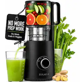 Zulay Kitchen - Cold Press Slow Masticating Juicer 5 Inches Wide Chute - Black