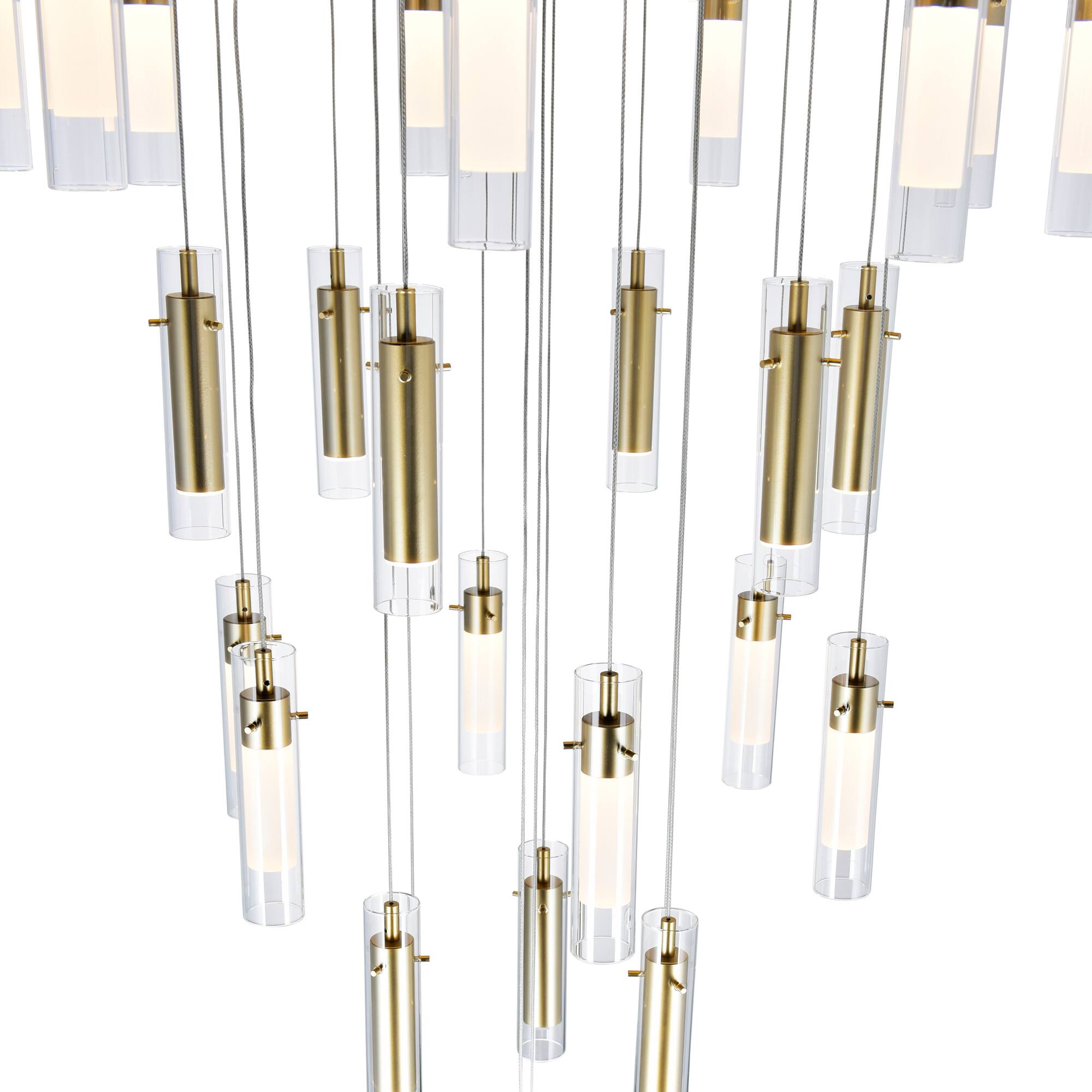 Back. CWI Lighting - Olinda LED Integrated Satin Gold Chandelier - Satin Gold.