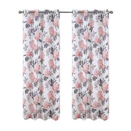 Olivia Gray - 100% Polyester 200 GSM Hydrangea Printed Blackout Grommet Curtain Panel 54" x 84" - Rose