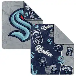 Logo Brands - Seattle Kraken 50- x 60- Dream Weave Throw Blanket - Navy