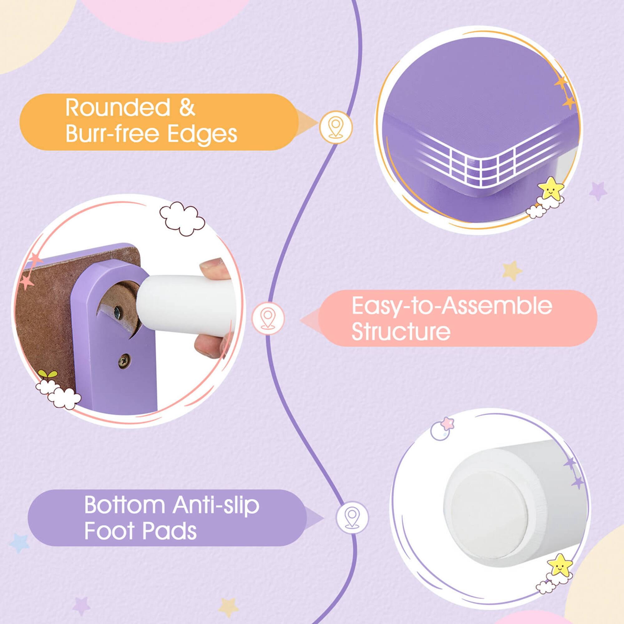 - Rounded & Burr-free Edges
- Easy-to-Assemble Structure
- Bottom Anti-slip Foot Pads