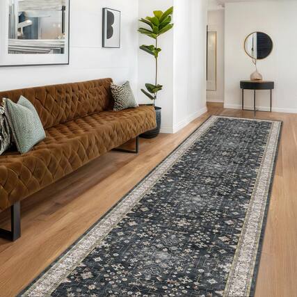 Front. PARKER SLATER - Black Washable 2x3 Entry Rug Small Rugs Entryway Kitchen Bathroom Door Mat Indoor Entrance Non Slip Rubber Backing St... - Ashen / Multi.