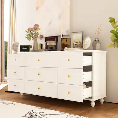 FUFU&GAGA 9 Drawer Dresser: Stylish Storage with Solid Wood Legs White BBZJ-KF390005-01 - Best Buy FUFU&GAGA 9 Drawer Dresser: Stylish Storage with Solid Wood Legs White BBZJ-KF390005-01 - Best Buy