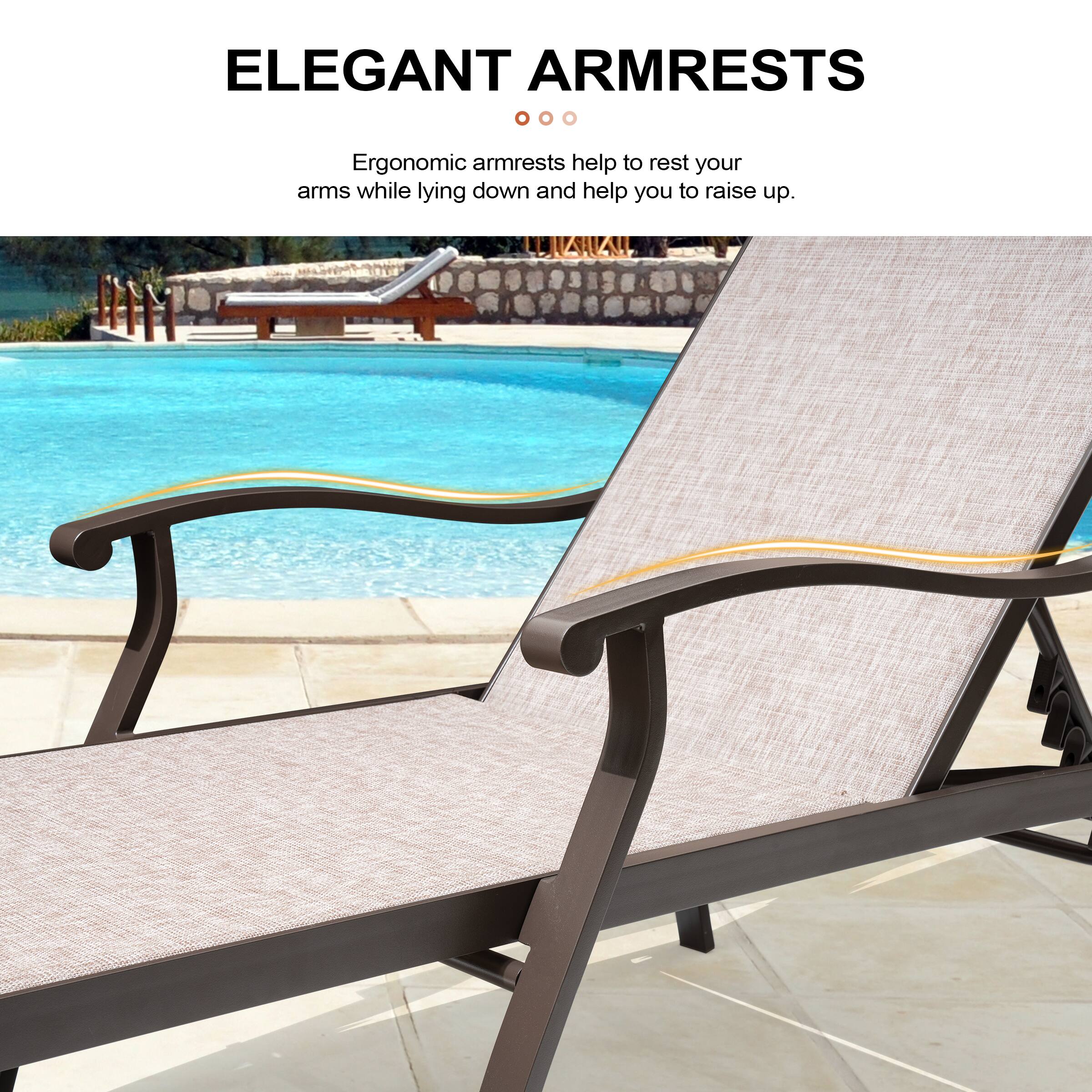 ELEGANT ARMRESTS

Ergonomic armrests help to rest your arms while lying down and help you to raise up.