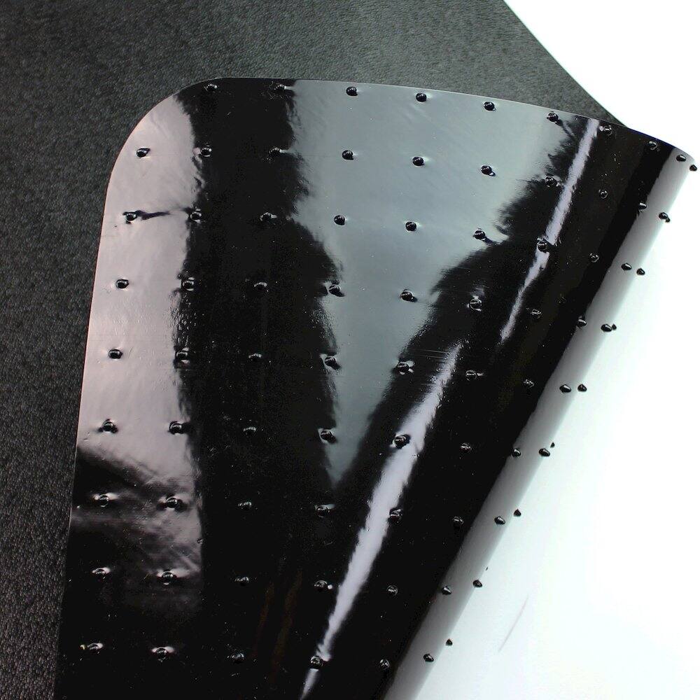 Left. Floortex - Black Vinyl Lipped Chair Mat for Carpets - 45" x 53" - Black.