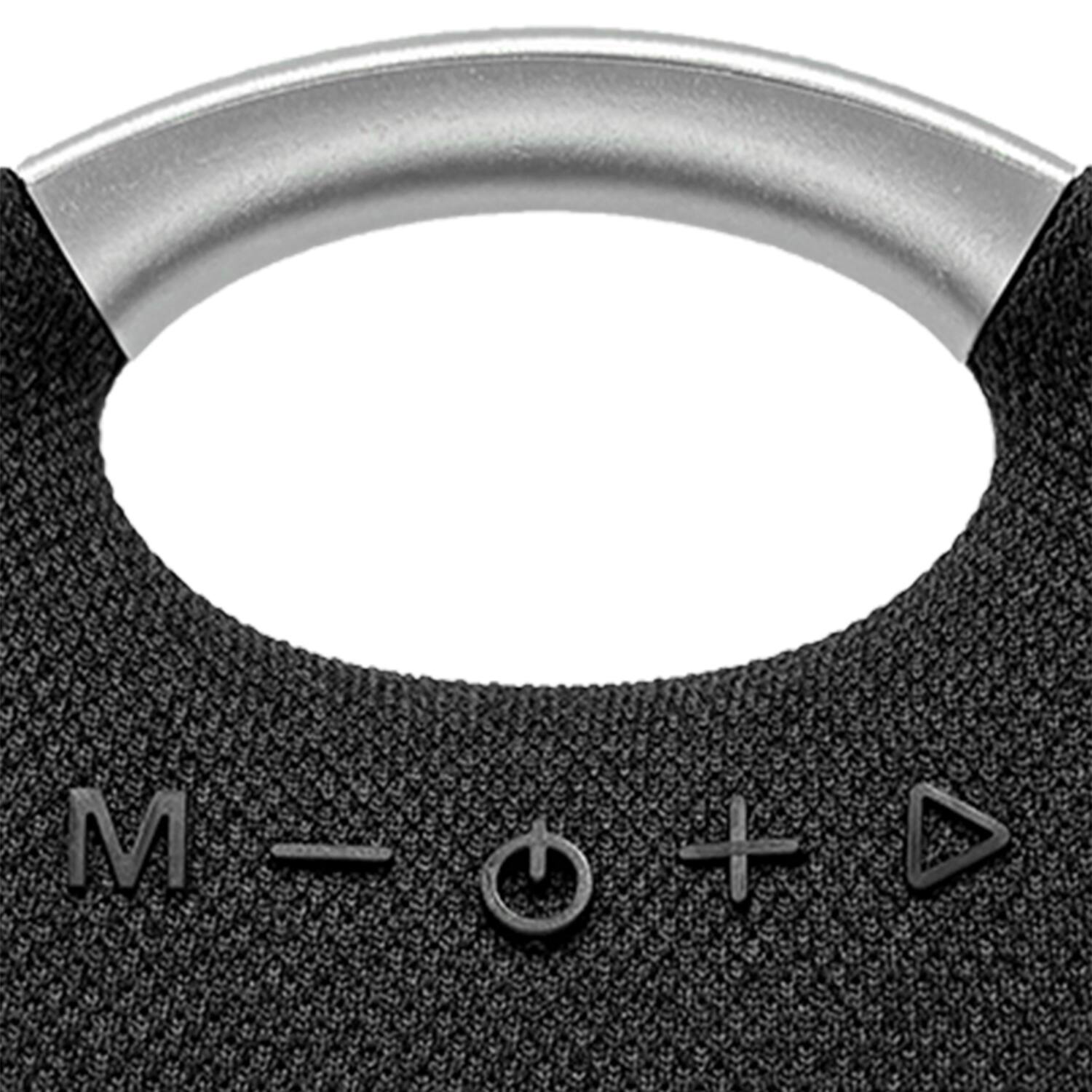 Back. QFX - Portable Bluetooth Speaker BT-200, Passive Bass Radiator, FM Radio, True Wireless - Black.