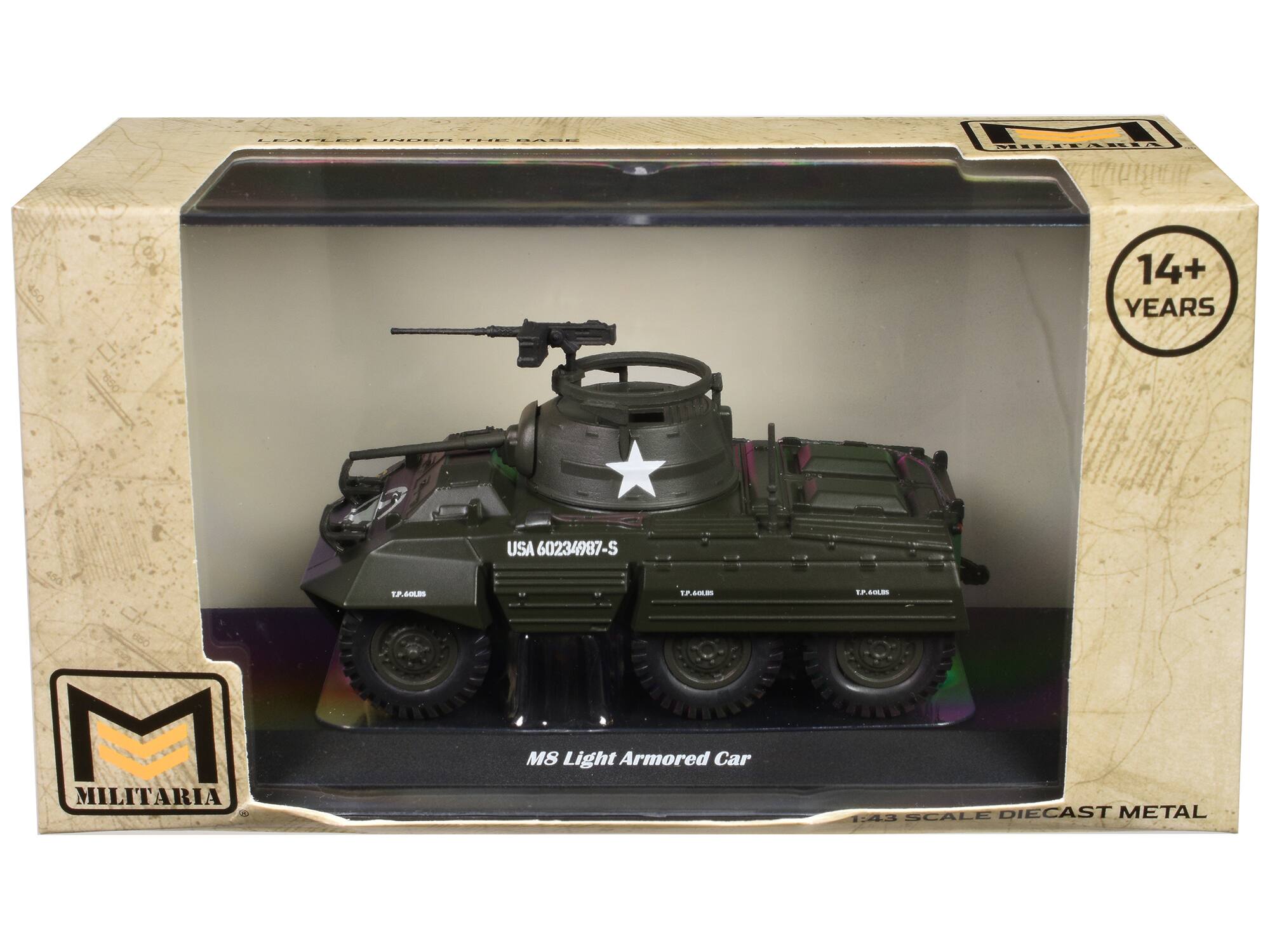 MILITARIA  
M8 Light Armored Car 1:43 SCALE DIECAST METAL  
USA 60234987-S  
14+ YEARS