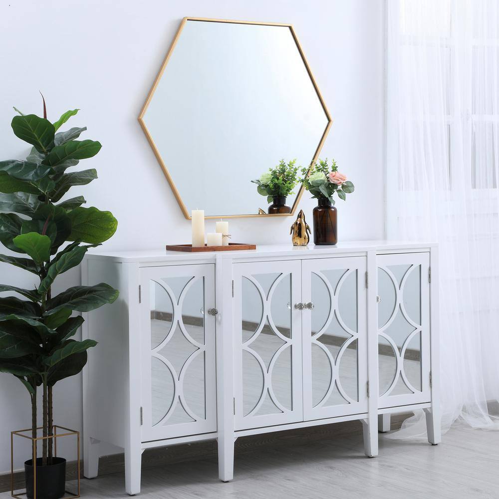 Alt View 6. Elegant Decor - Metal frame hexagon mirror 38 inch in Brass - Brass.