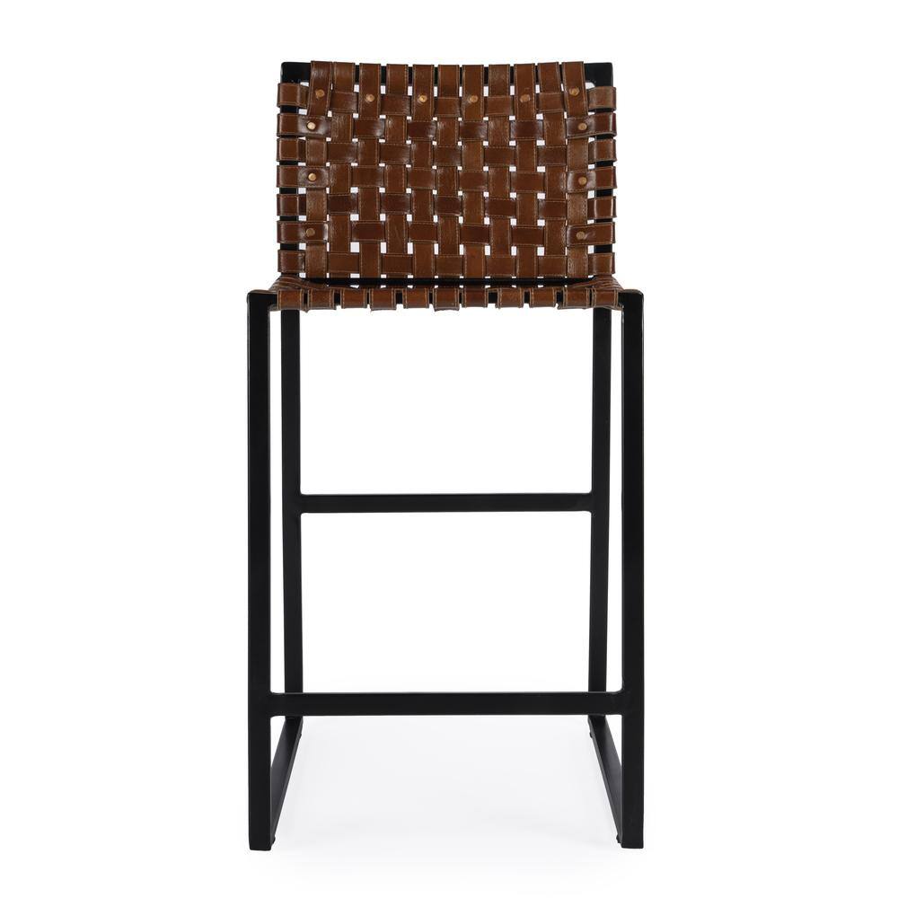 Alt View 1. Butler Specialty - Urban Woven Leather 25" Counter Stool - Medium Brown.