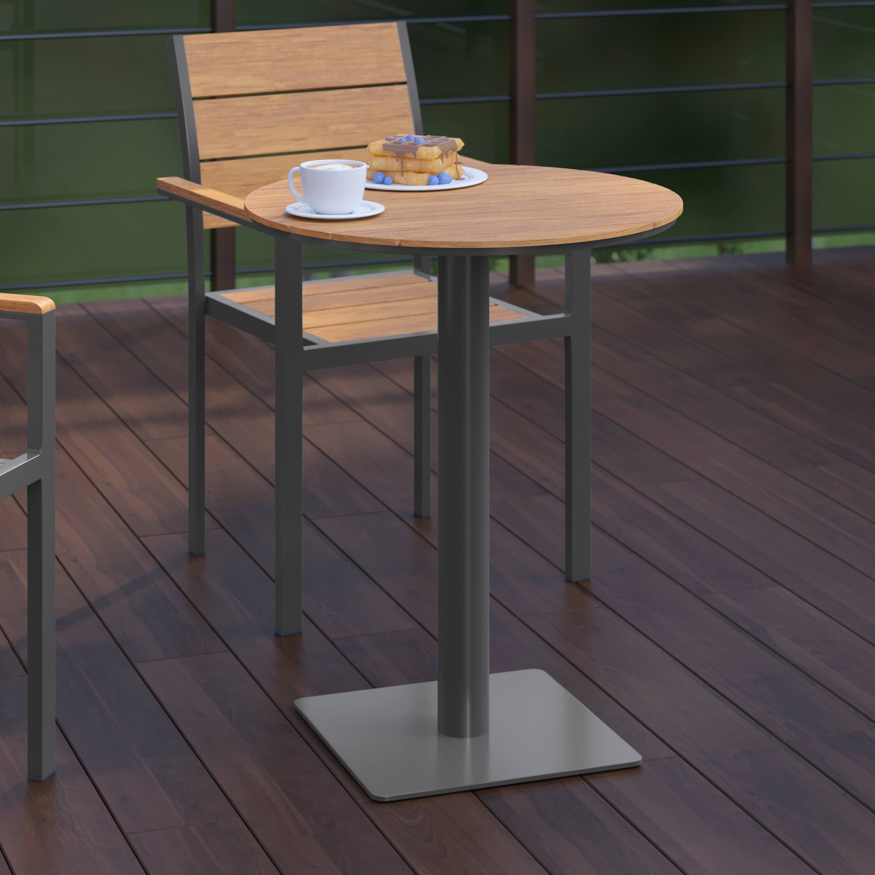 Alt View 3. Flash Furniture - Finch Commercial Grade Round 24" Table with Faux Teak Poly Slats and Steel Frame, Natural/Gray - Natural.