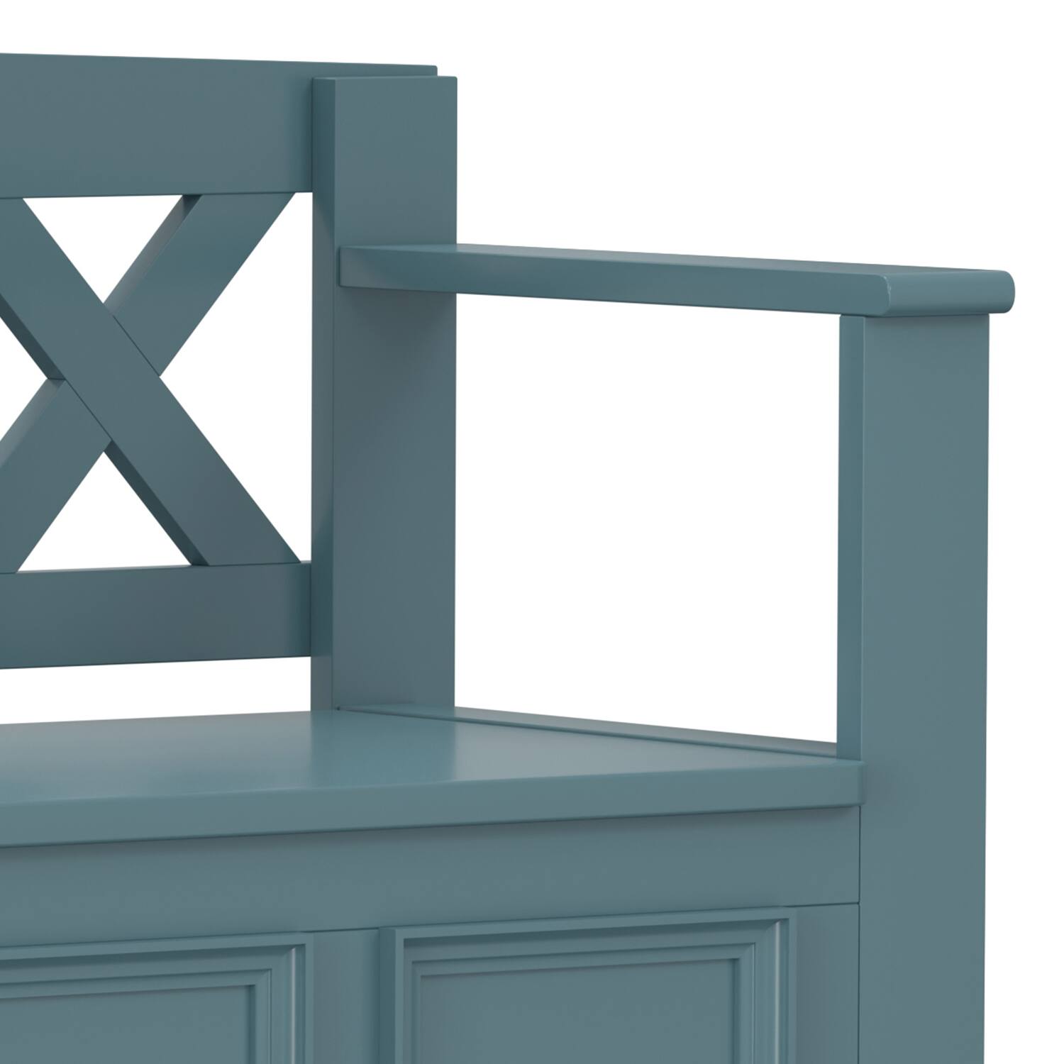 Alt View 8. Simpli Home - Amherst 48 inch Wide Solid Wood Transitional Entryway Storage Bench in French Blue - French Blue.