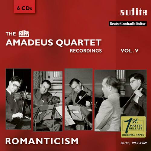 6 CDs

THE RIAS AMADEUS QUARTET RECORDINGS VOL. V

ROMANTICISM

1st RELEASE MASTER ORIGINAL TAPES

Berlin, 1950-1969

Deutschlandradio Kultur

audite
