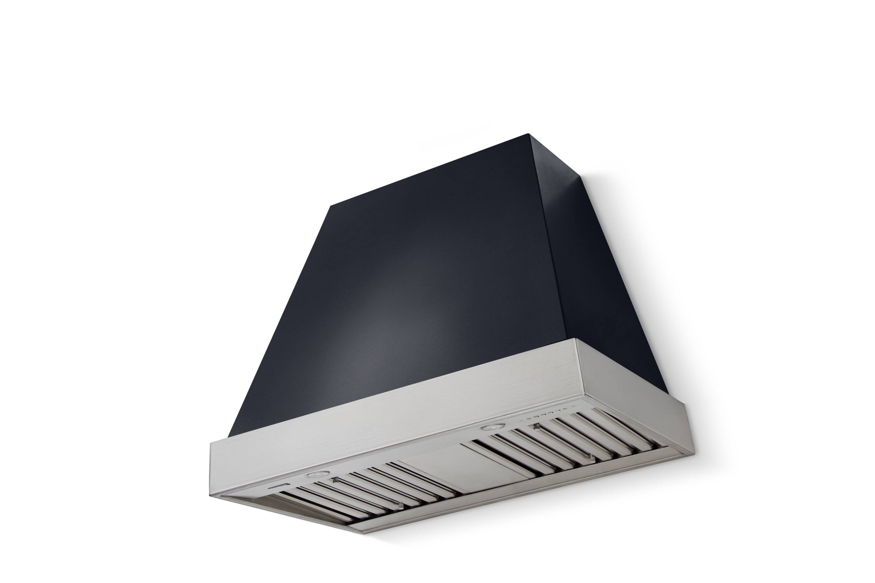 Front. AGA - AGA Euclid36 x 30 Hood 600 CFM_Gloss Black w. Brushed Nickel Trim - Gloss Black.