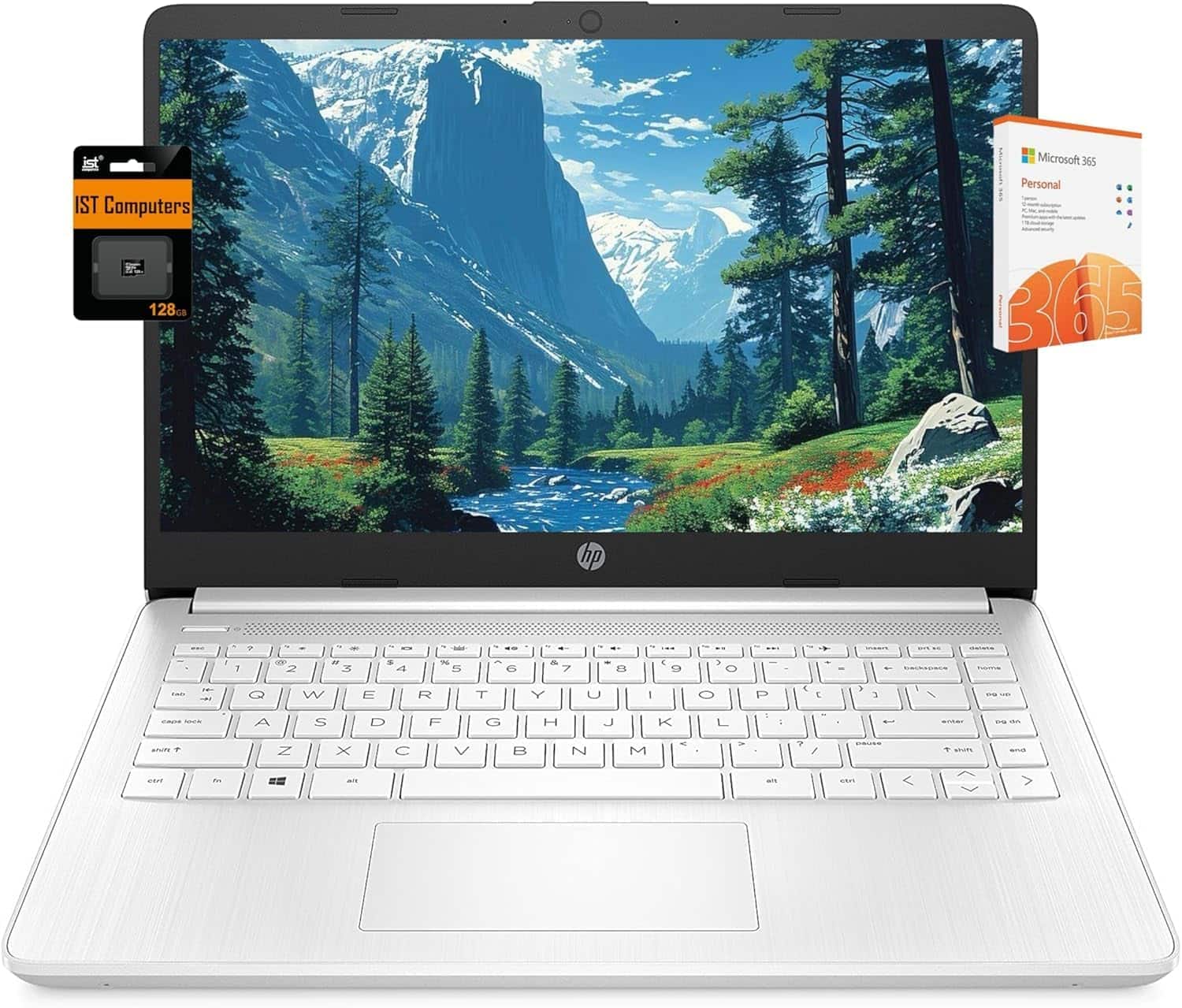 HP - 14 14" HD Laptop - Intel Celeron with 16GB Memory - 192GB Storage - IST SDCard - Win 11 Home in S Mode - White