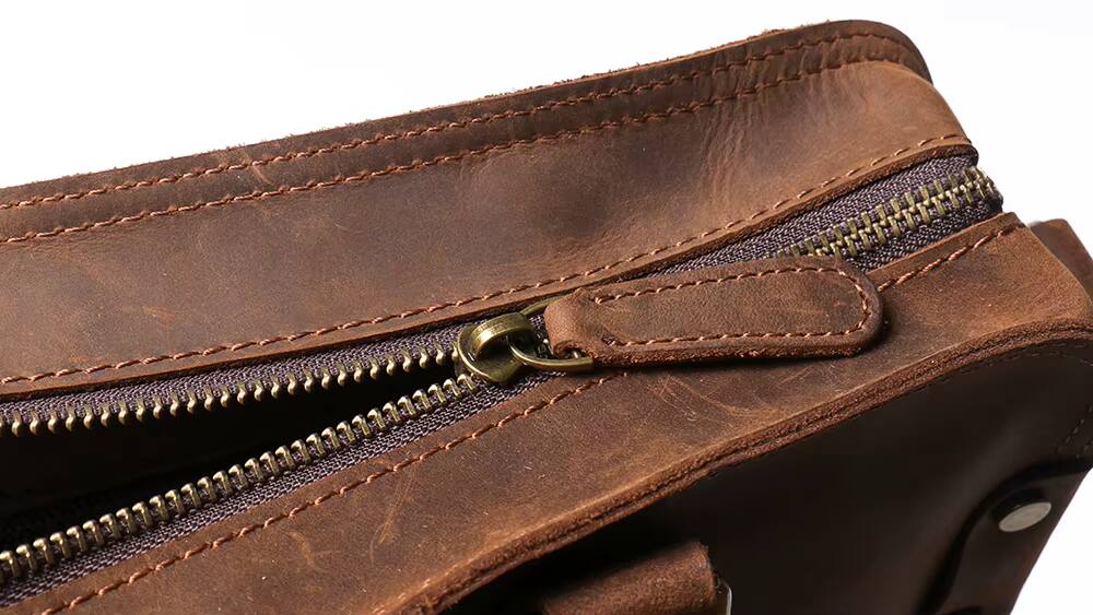 Alt View 4. Steel Horse Leather - The Viggo Briefcase | Genuine Leather Messenger Bag - Brown.
